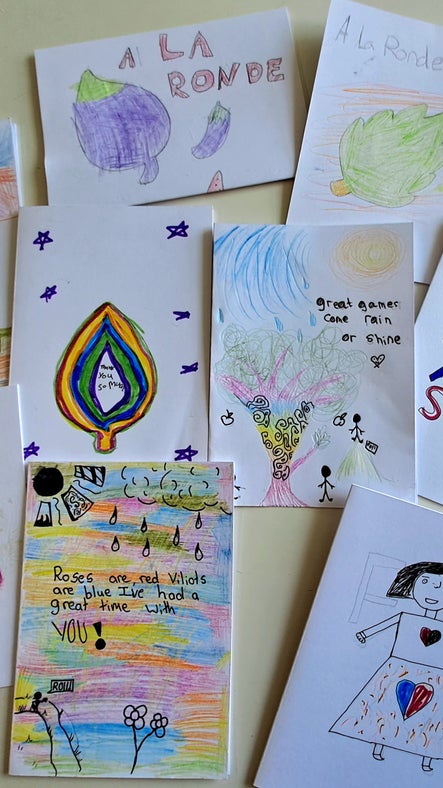 A selection of feedback cards received at A la Ronde after partnership work.